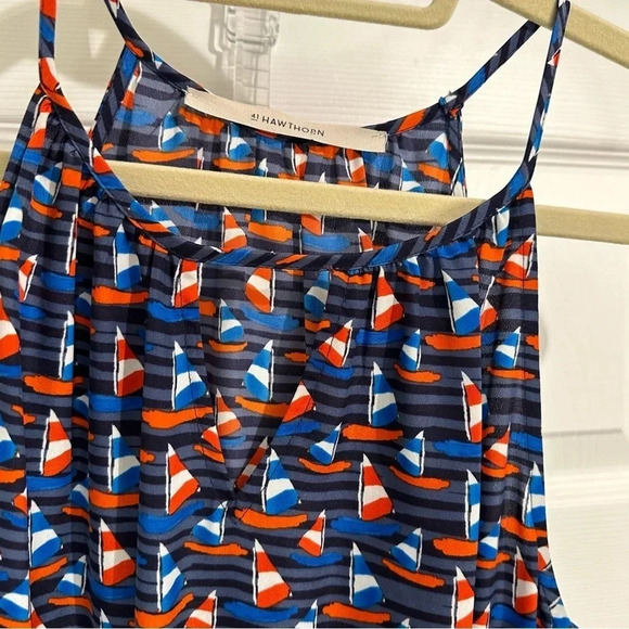 41 Hawthorn Tammi Sailboat Print Red/ White/Blue Mini Halter Dress Size Medium - Picture 5 of 9